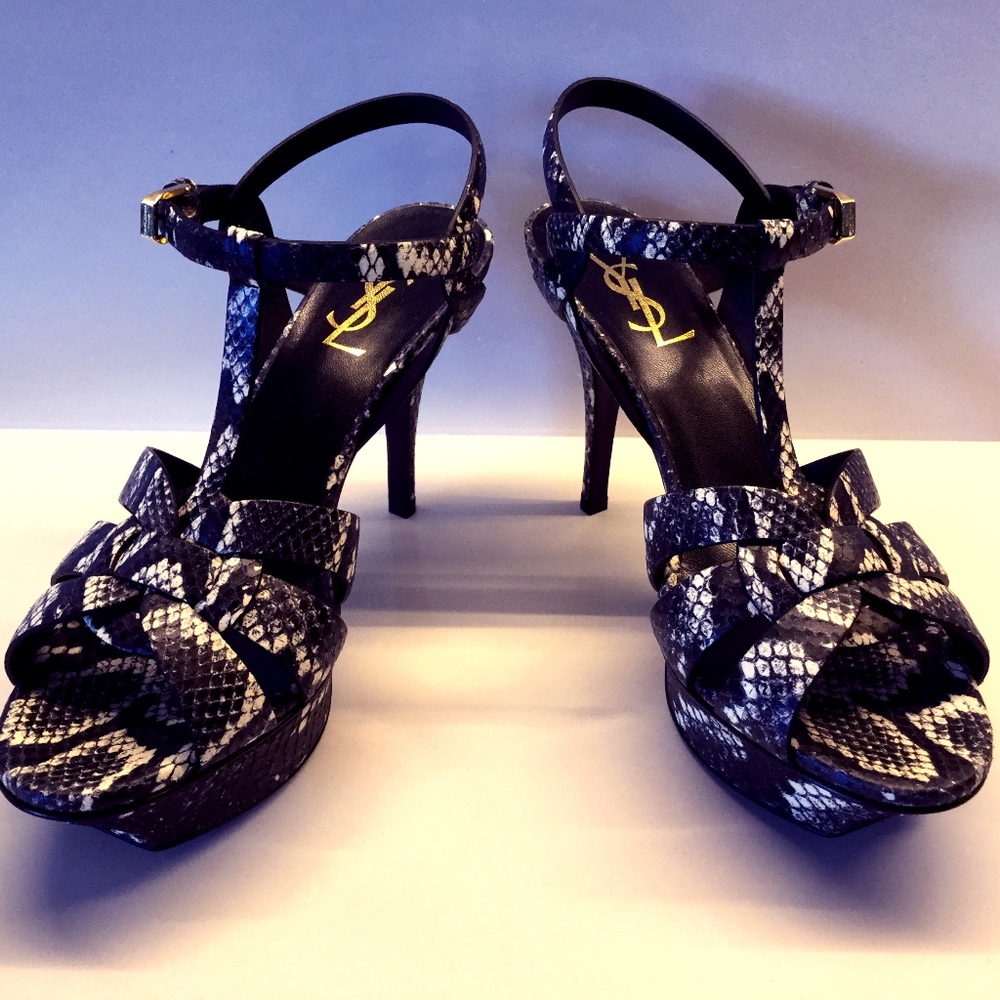 Saint Laurent Tribute Platform Sandals, Python